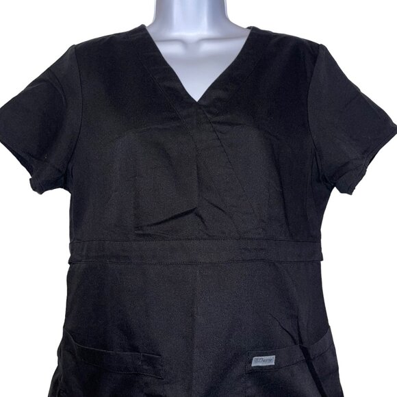 Greys Anatomy by Barco Black Womens M Scrub Top Shirt Style 4153 Pockets Solid - Picture 2 of 9